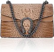 [Aiqudou] Quilted Crossbody Shoulder Bag for Women - Small Square Denim Handbag with Chain Leather Strap Fashion Casual Messenger Purse