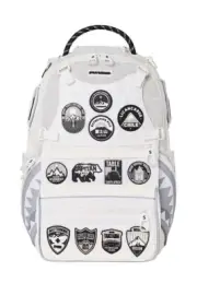 Sprayground Expedition Snow Backpack Laptop School White Books Bag Patches Logo