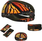 FJWSLCH Monarch Butterflies Headbands for Women Men Non Slip Workout Sweatbands Adjustable Sports Hair Bands Elastic Head Bands Moisture Wicking Hairband for Running, Cycling, Yoga, Spa