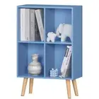 4 Cube Bookshelf Small Kids Book Shelf with Cubby Storage,Wooden 48CM Blue