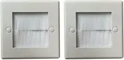 Veulrn 2Pcs Flush Brush Wall Plate Brush Single 1 Gang Wall Cable Entry Plate Tidy Mount Face Plate Wall Plate White Easy to Use