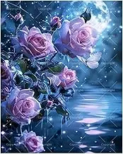 TAOPAOLAB Romantic Floral Paint by Numbers Kit for Adults - DIY Moonlight Roses and Butterfly Painting on Canvas 16x20 Inches, Acrylic Paint Set, Suitable for Beginners, Art for Home Decoration/Gifts