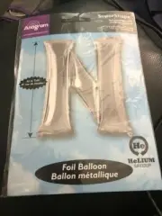 Anagram Balloons (Letter N) Foil Mylar Balloon 32" Silver New!!!