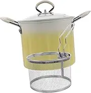 Mikinona Stainless Steel Deep Fryer Pot 1 Set with Japanese Style Lid Induction Cookware Cast Iron Frying Pan Strainer Basket Safe for Stove