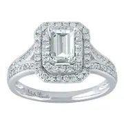 Love by Michelle Beville Emerald Double Halo Solitaire Ring with 1.00ct of Diamonds in 18ct White Gold