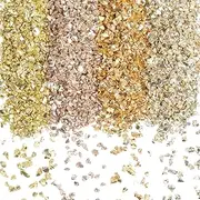SUNNYCLUE 1 Box 150G 4 Colors Gold Crushed Crystal Broken Glass Art Bulk Irregular Metallic Glitter Flakes Pieces Chips for Nail Crafts Arts Vase Filler Epoxy Jewelry Making DIY Supply Decor Women