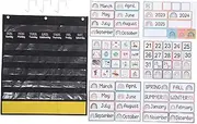 KALLORY 1 Set Educational Calendar for Pocket Chart with Seasons Months Dates Holidays for Classroom Home Daycare Learning Environments