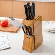 Wood Knife Holder Knives Storage Shelf Rack Bamboo Knife Block Stand Storage