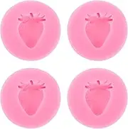 JJUNW 4 Pcs Strawberry Silicone Mold, 3D Strawberry Chocolate Mold Shortcake Cake Topper, Wax Molds Fondant Cake Cupcake Mold for Baking Stripping Supplies Wax Making Ice Cream