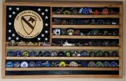 US ARMY 1ST CAVALRY DIVISION CHALLENGE COIN DISPLAY FLAG HARDWOOD FREE COIN