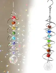 10.4 Inch Rainbow Crystal Sun Catcher – Handmade Hexagonal Prism Wind Spinner for Garden, Patio & Home Decor (Transparent)