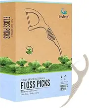 Natural Dental Floss Picks (300 Count) - Vegan, Eco Friendly, Sustainable Dental Flossers - Twin Floss (Mint)