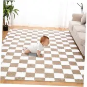 Super Soft Rug for Bedroom, 5x8 Ft Area Rug Classic 5x8Feet Beige and White