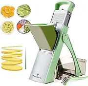 ONCE FOR ALL Upgrade Safe Mandoline Slicer Plus, Adjustable Vegetable Food Chopper Potato Fries French Fry Cutter, Detachable Blade, Kitchen Gadget Chopping Artifact, New Kitchen Gift JS03 Green