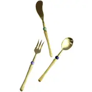 3pc LVD Brass Cutlery Set Spoon/Fork/Spreader Belle Tableware Utensils Gold