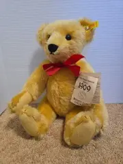 1980's Steiff Yellow/Gold Mohair 1909 Replica Teddy Bear 0165/38 Germany