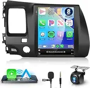 8 CORE 4G+64G Car Radio Stereo for Honda Civic 2004-2009 with Wireless CarPlay/Android Auto, 9.7 inch 1280 * 720P IPS Touch Screen Head Unit Android 13 GPS WiFi Bluetooth 32-Band DSP SWC HD Camera