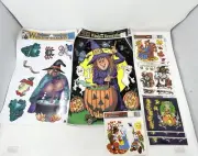 Vtg 80s-90s Classic Cling Halloween Window Decorations Witch Ghosts Lot Fall