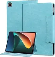 [Rosbtib] Case for Samsung Galaxy Tab S6 Lite 10.4 2024/2022/2020, PU Leather Protective Case with Stand Function, Card Slot, Magnetic Clip with Cat Ear Graphic, Galaxy Tab S6 Lite, Azure Blue