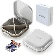 ONTERATE Small Pill Organiser, Travel Pill Box, Portable Pill Case, Pill Container for Pocket Purse 4 Compartments, Daily Compact Travel Medicine Holder for Vitamins Medication (White Grey)