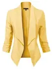 MixMatchy Casual Work Solid Open Front 3/4 Sleeve Blazer Jacket with Plus Size