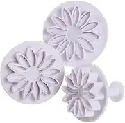 3 Pieces DIY Cake Plunger Cutter Molds Fondant Cutter,Sunflower Fondant Embossing Tool Plunger Sunflower Cake Cutter Sugarcraft Cake Decorating