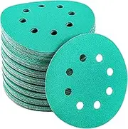 AcbbMNS 25Pcs 125mm 5 Inch Sanding Discs 8 Hole 320 Grit Hook and Loop Sanding Pads Green Film Wet Dry Sandpaper for Random Orbital Sanders Wood Car Metal Polishing Finishing