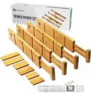 Expandable Bamboo Kitchen Drawer Dividers Organizers Adjustable