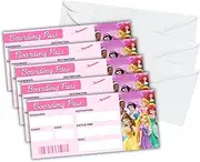 Boarding Pass Surprise Magical Vacation 5pk 3.75x8.25” with Envelopes Princess Pink Summer Trip Kingdom Mouse Land Themed