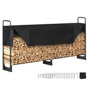8.5FT Outdoor Firewood Rack with Cover, 102x14.2x46.1 in, Heavy Duty Firewood Holder & 600D Oxford Waterproof Cover for Fireplace, Patio, Indoor/Outdoor Log Storage Rack for 1/2 Cord of