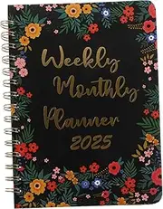 TOVINANNA 2025 Planner Book with Week Scheduler Floral Notebook Agenda Planner Sturdy Spiral Notebook for Daily Use