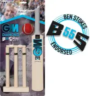 Gunn & Moore GM Mini Wooden Cricket Bat & Stumps Set, BS55 Ben Stokes Range -...