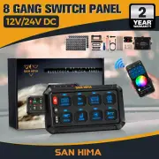 San Hima 8 Gang Bluetooth Switch Panel 12V/24V ON-OFF LED Control For Car Boat
