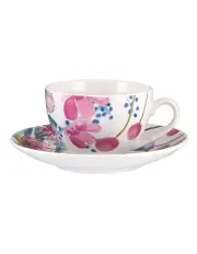 [Maxwell & Williams] Royal Botanic Gardens Eucalyptus Bloom Coupe Demi Cup and Saucer 100ml in White