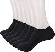 [Romlvy] No Show Socks Men Breathable 6 Pairs Non Slip Cushion Flat Boat Liner Socks
