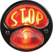 Accessories Ka0022 Black 12v Duolamp Tail Light For Ford Model A With Amber "stop" Script On Red Gla