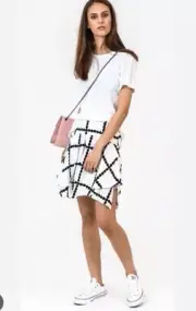 Sass And Bide Between The Lines Skirt Print White Size 8