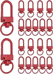 uxcell Metal Lobster Claw Clasps, 20 Pack Swivel Lanyards Trigger Snap Hooks Keychain Clips with Key Rings for Making Bags Purses Straps DIY Crafts Necklace Findings, Red