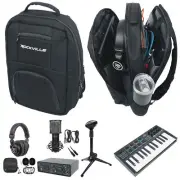 Rockville Portable Recording Kit w/Black Controller+Interface+Headphones+Mic+Bag