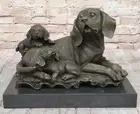 Large 33 LBS Labrador Dog with Two Poppies Bronze Sculpture Art Deco Statue SALE