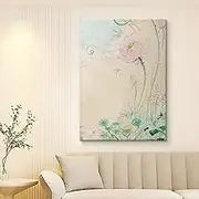 100% Hand Painted Oil Painting - Lotus Landscape Texture Entrance Decorative Painting,Large Size Artwork Picture Decoration for Living Room End of Stairway Hallway,As Shown,70 X 110 Cm(28"X44")