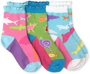 [Jefferies Socks] Girls' Sharks Novelty Pattern Crew Socks 3 Pack
