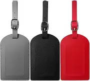 LOZTBUE 3 Luggage Tags, Leather Luggage Tags, Name Tags, Address Tags, Travel Companions, Businessmen, Suitcases, Handbags, Backpacks, Travel Accessories (Black, Brown, Grey)
