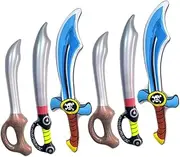 HEALSOPTHY 6Pcs PVC Inflatable Pirate Sword for Parties Stage Performances and Cosplay Balloon Props with Skull Designs Options
