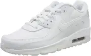NIKE AIR MAX 90 LEATHER 6.5Y (GS) CD6864-100 TRIPLE WHITE SNEAKER BIG KIDS