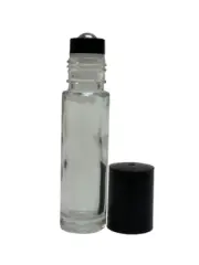 72 Pcs PLAIN 1/3 oz 10ml Glass Rollon Bottle W/BLACK Cap & Steel Roller