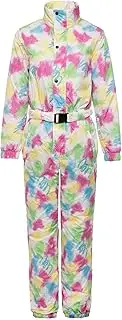 [FunkyAlps] Neon Graffiti Ski Suit - Unisex Retro Ski Outfit - Windproof and Waterproof - Perfect for Après Ski - Available in Sizes S to XXL, neon graffiti, Large