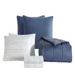 Calvin Klein Solid Washed Reversible Plush 7 Piece Comforter Set, Queen