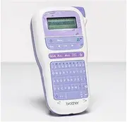 BROTHER, PT-H200 Label Maker, P-Touch Craft Label Printer, Handheld, QWERTY Keyboard, Up to 12 mm Labels, Includes 12 mm Gold on White Tape Cassette, White/Violet