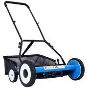 20-Inch 5-Blade Push Reel Lawn Mower w/Grass Catcher & 4 Wheels, Blue